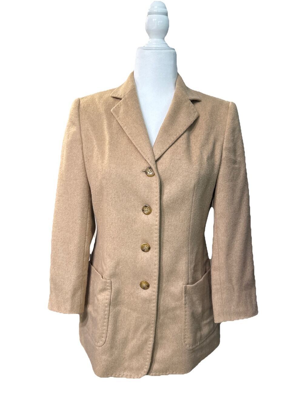 VTG Talbots Camel Hair Blazer Womens 2 Beige 3/4 Sleeve Classic Academia Money